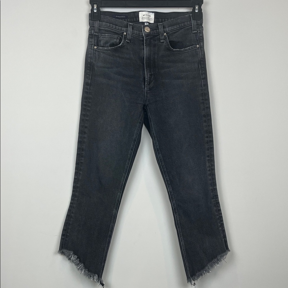 McGuire Gainsbourg Bootcut Midrise Cropped Jeans Black Raw Hem Size 27